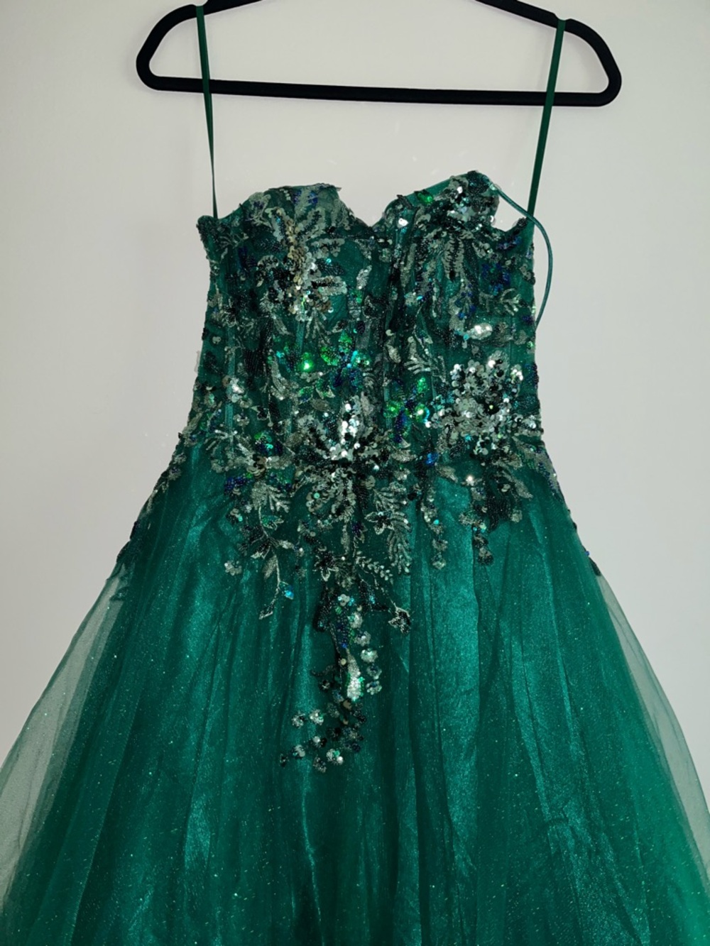 Emerald Green Girls' Sequin Tulle Party Dress